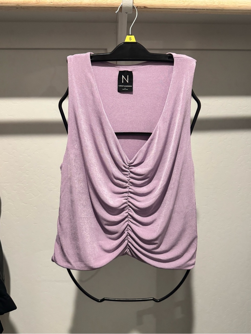 Naked Wardrobe Lavender Ruched Drape crop top